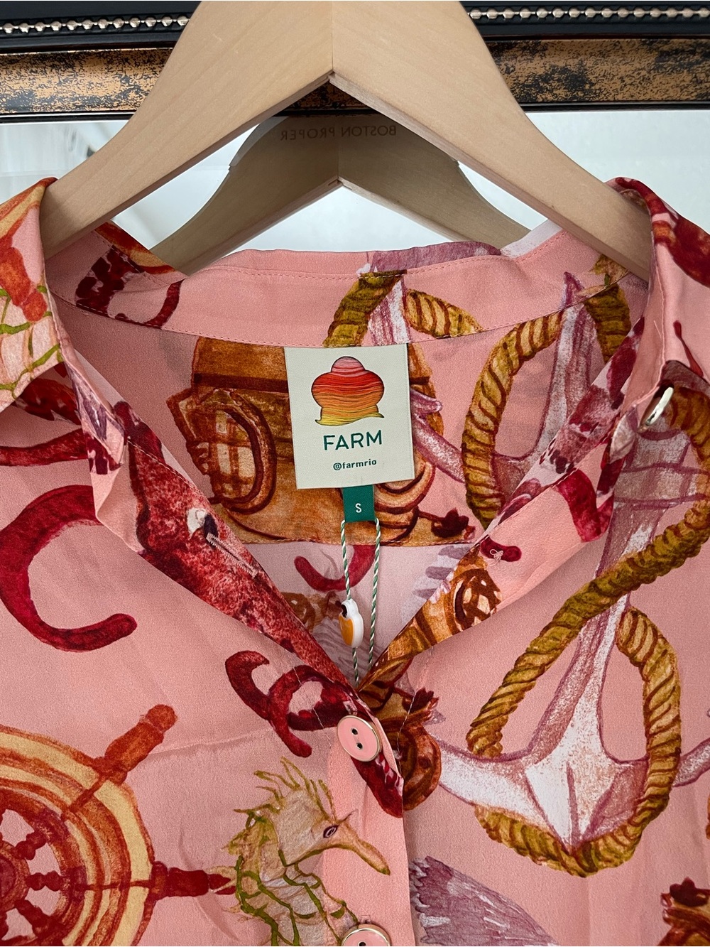 FARM RIO Nautical Wonder Printed Buttondown Long Sleeve Shirt - Picture 5 of 8